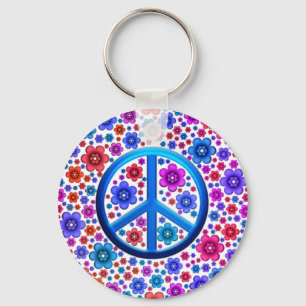 Hippie Peace Sign Keychain