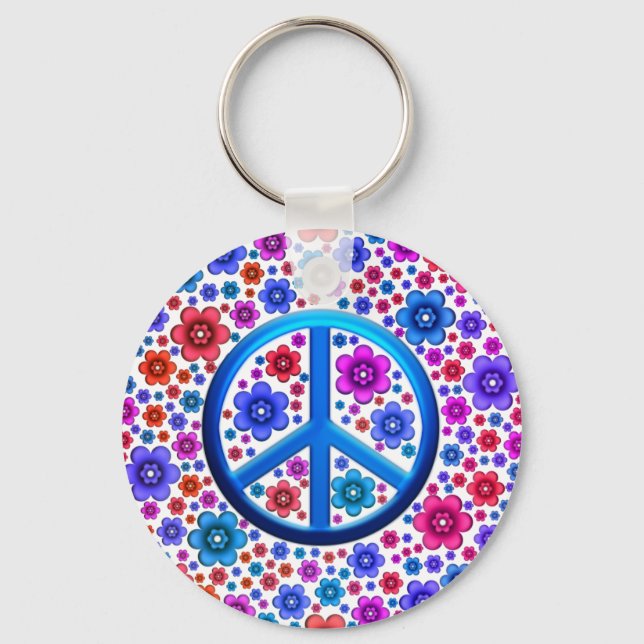 Hippie Peace Sign Keychain (Front)