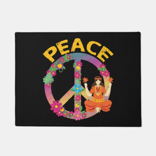 Hippie Peace Sign Namaste Hippies Peace Doormat