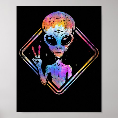 Hippie Peace Sign Outer Space Gift Alien