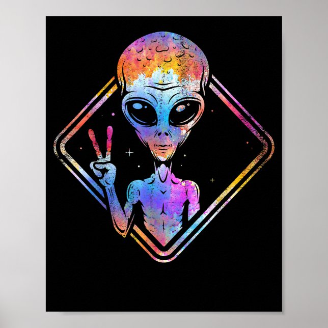 Hippie Peace Sign Outer Space Gift Alien (Front)