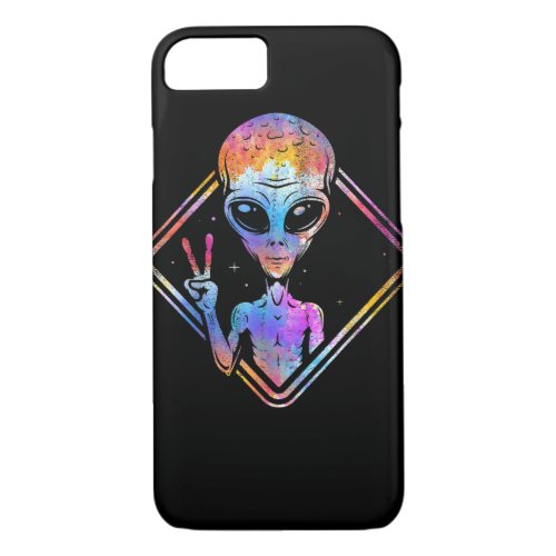 Hippie Peace Sign Outer Space Gift Alien iPhone 87 Case