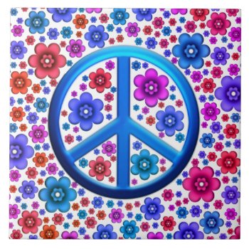 Hippie Peace Sign Tile by KirstenStar at Zazzle