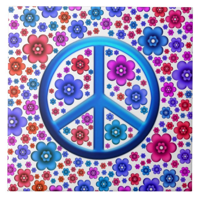 Hippie Peace Sign Tile (Front)