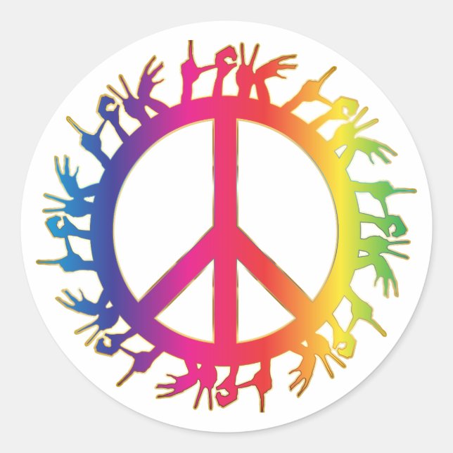 Hippie Peace Symbol Sixties Sign Party Stickers (Front)