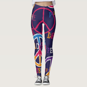 Hippie Peace: Vibrant Symbol Design. Leggings