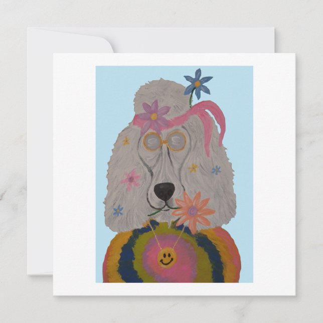 Hippie Poodle Flower Child  Invitation (Front)