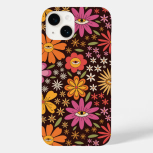 Hippie Psychedelic 70s Groovy Flowers Eye Pattern  Case-Mate iPhone 14 Case