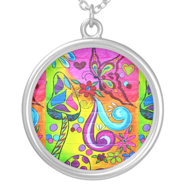 hippie psychedelic colors necklace (Front)