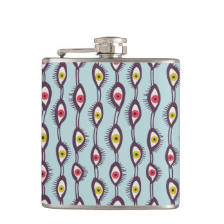 HIppie Psychedelic Eyes Trippy Colorful Flask