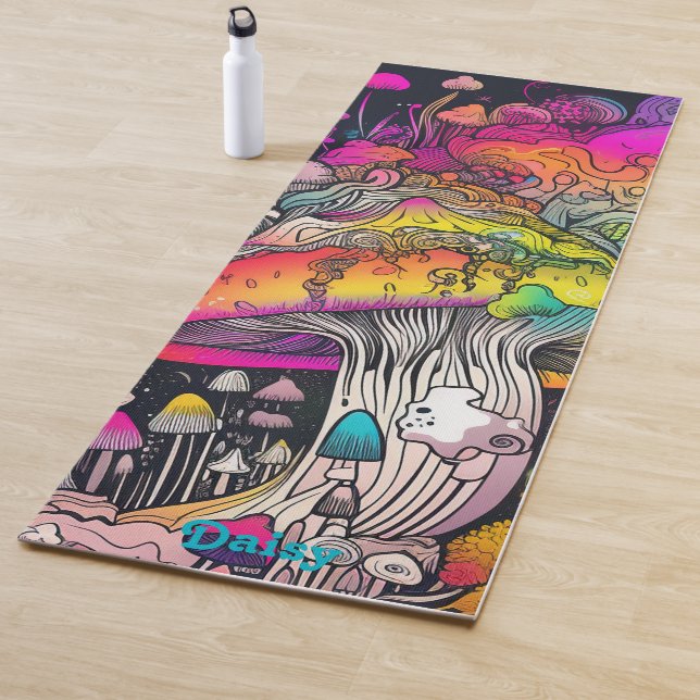 Hippie Psychedelic Mushroom Yoga Mat (In Situ)