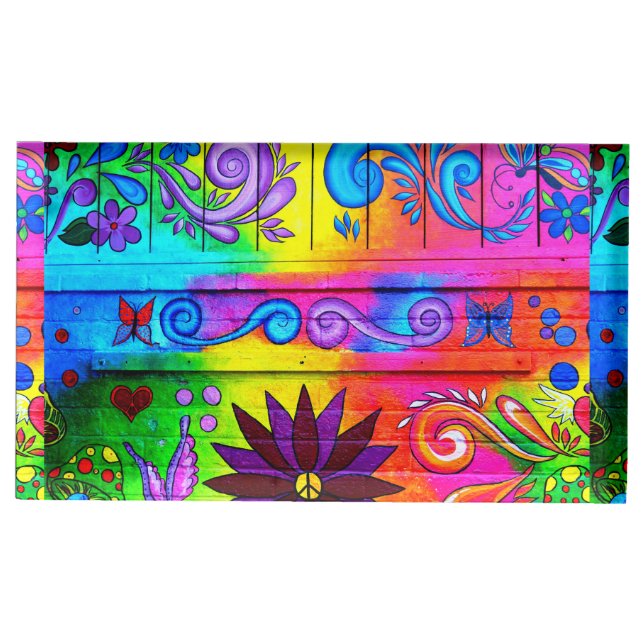 hippie psychedelic table card holder (Front)