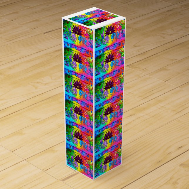 hippie psychedelic wine gift box (Front)