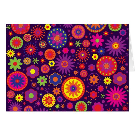 Hippie Purple Rainbow Flowers Cards (Front Horizontal)