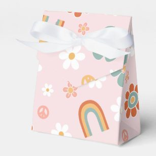 Hippie Rainbow Floral Birthday Favor Boxes