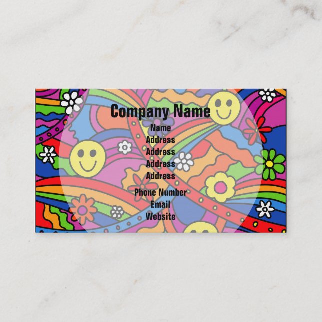 Hippie Rainbow Pattern Business Card (Front)
