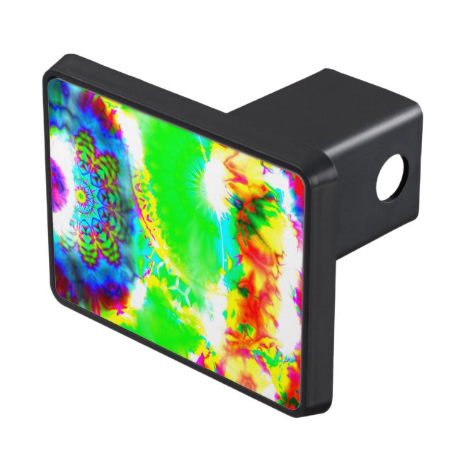 Hippie Rainbow Tie Dye Mandala Hitch Cover (Top Right)