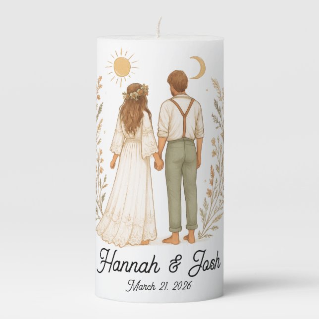 HIPPIE RANCH WEDDING THEME (Personalize) Pillar Candle (Front)