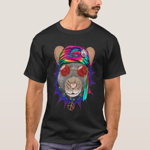 Hippie Rat Mouse Tie Dye Peace Sign Psychedelic An T_Shirt