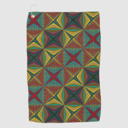 Hippie Red Blue Yellow Green Ethnic Trippy Earthy Golf Towel
