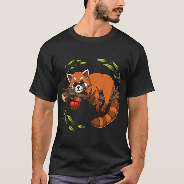 Hippie Red Panda Bear T-Shirt (Front)