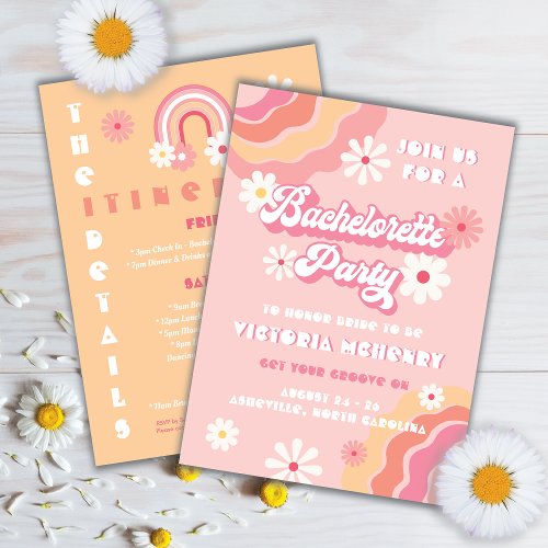 Hippie Retro Bachelorette Party Weekend Invitation