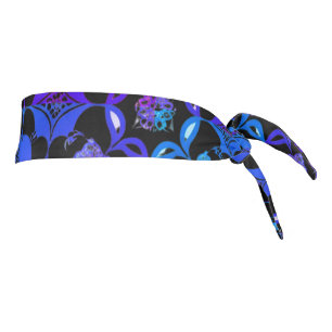 Hippie Retro Bohemian Pattern Blue Purple Black Tie Headband