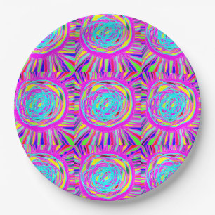 Hippie Retro chill out absract art Paper Plates