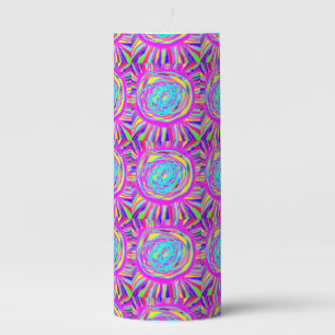 Hippie Retro chill out absract art Pillar Candle