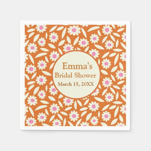 Hippie Retro Daisy Floral Bridal Shower  Napkins