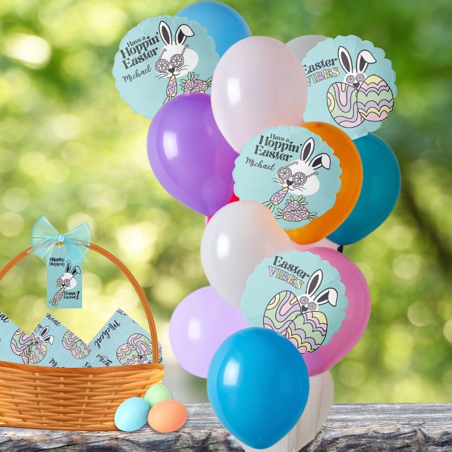 Hippie Retro Easter Basket Balloon (This listing is for the blue balloons, the basket tissue paper and gift tag are sold separately. )