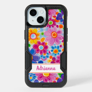 Hippie Retro Groovy Floral Personalized iPhone 15 Case
