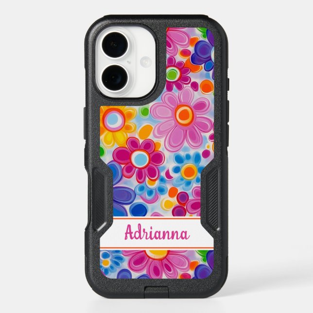 Hippie Retro Groovy Floral Personalized Otterbox iPhone Case (Back)