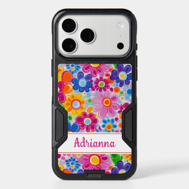 Hippie Retro Groovy Floral Personalized Otterbox iPhone Case (Back)