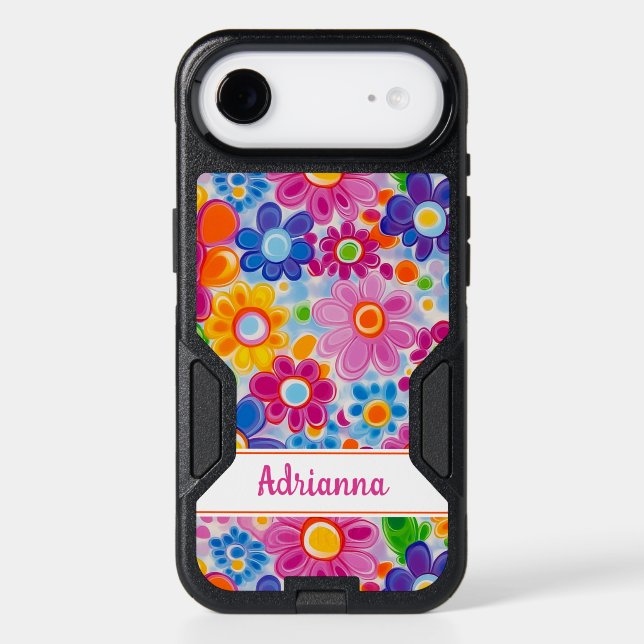 Hippie Retro Groovy Floral Personalized Otterbox iPhone Case (Back)
