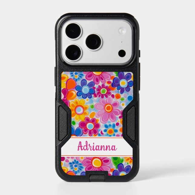 Hippie Retro Groovy Floral Personalized Otterbox iPhone Case (Back)