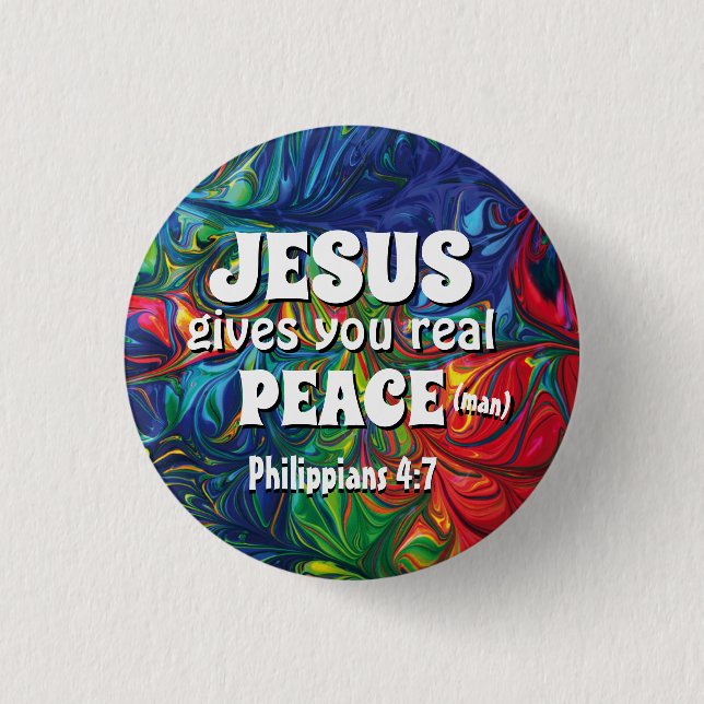 HIPPIE RETRO PSYCHEDELIC Scripture Personalized Button (Front)