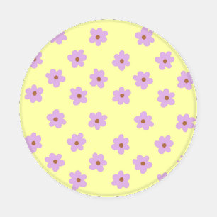 Hippie Retro Purple Yellow Flower Y2K Pattern Coaster Set
