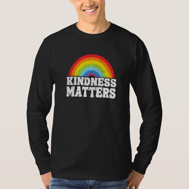 Hippie Retro Teacher Anti Bullying Rainbow Kindnes T-Shirt (Front)