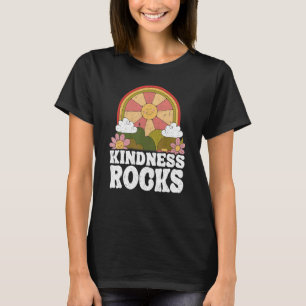 Hippie Retro Teacher Rainbow Kindness Rocks Earth T-Shirt