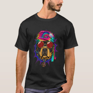 Hippie Rottweiler Tie Dye Peace Sign Psychedelic D T-Shirt