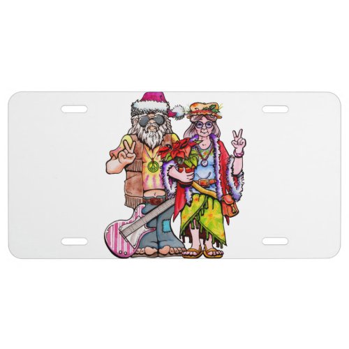 Hippie Santa Couple License Plate