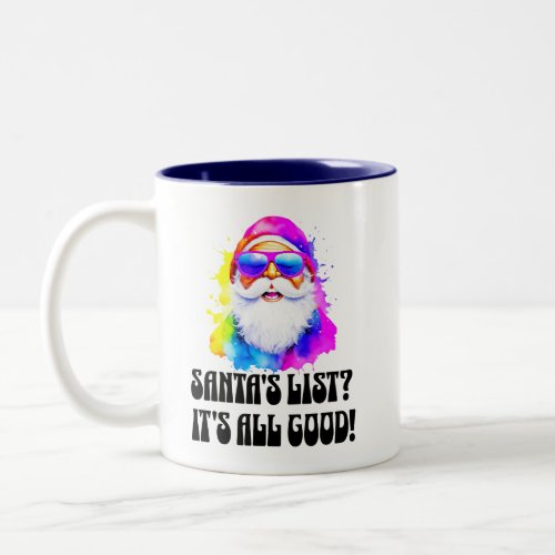 Hippie Santa Groovy Christmas Mug _ Santas List