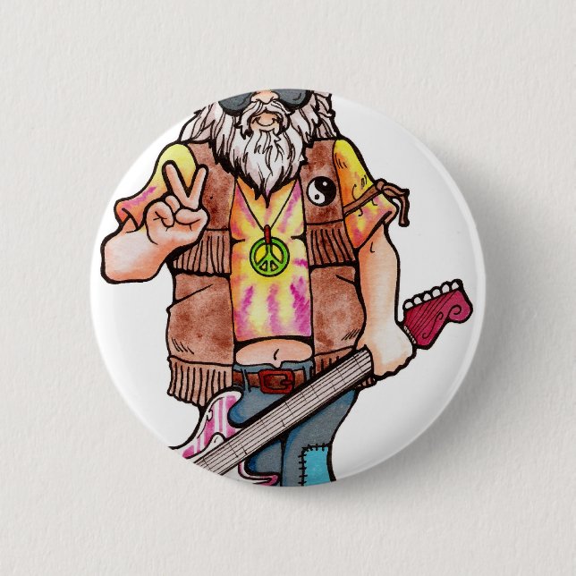 Hippie Santa Pinback Button (Front)