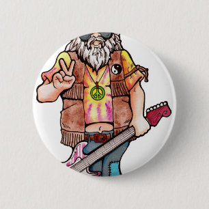 Hippie Santa Pinback Button