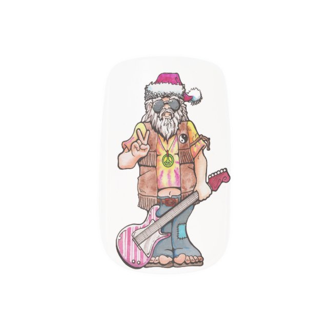 Hippie Santa says Cool Yule! Minx Nail Art (Left Thumb)