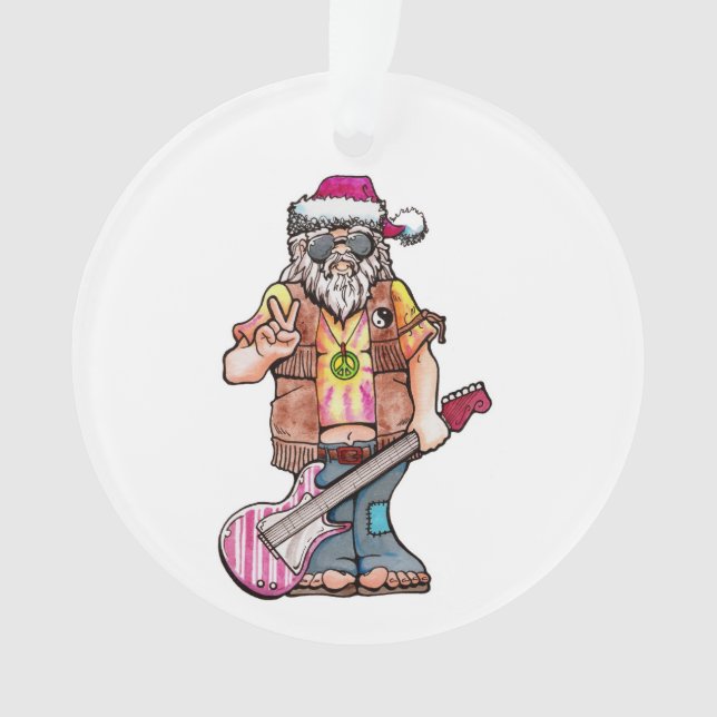 Hippie Santa says Cool Yule! Ornament (Front)