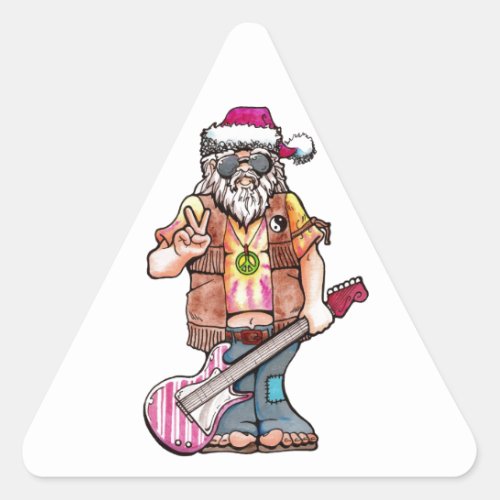Hippie Santa Triangle Sticker
