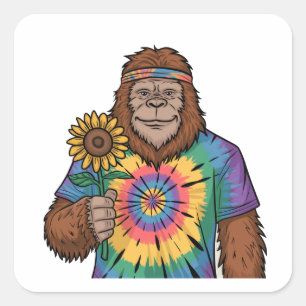 Hippie Sasquatch Square Sticker