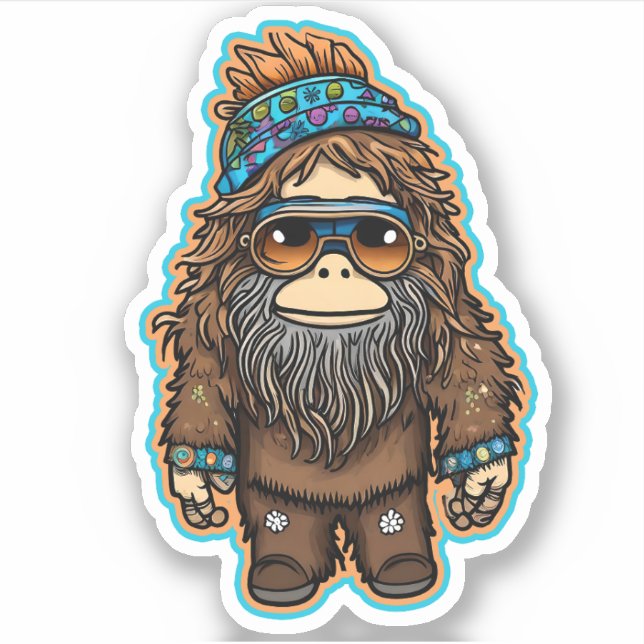 Hippie Sasquatch Vinyl Sticker (Front)